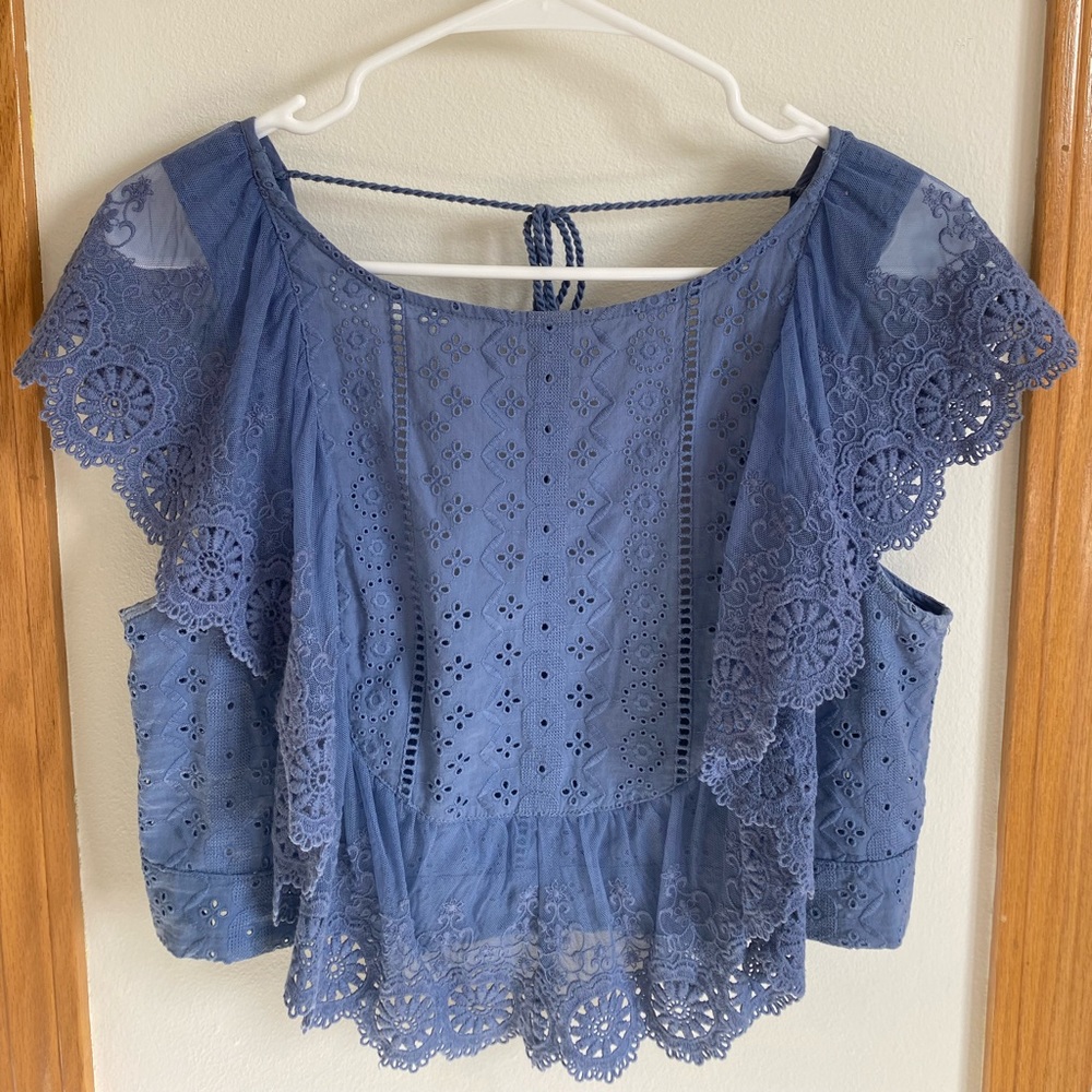 Alter’d State Blue Lace Cropped Tank - L